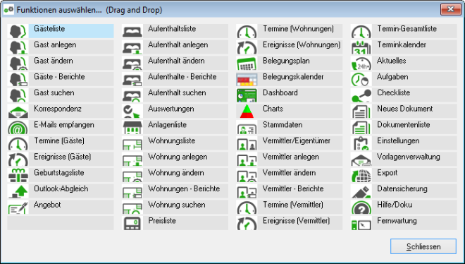 Funktionen ausw&auml;hlen