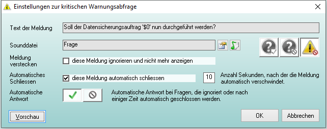 Einstellungen zur Warnungsabfrage