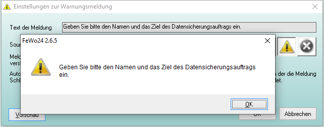 Warnungsmeldung