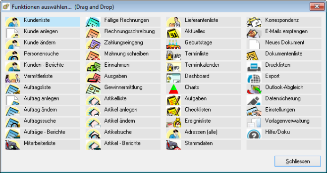 Funktionen ausw&auml;hlen