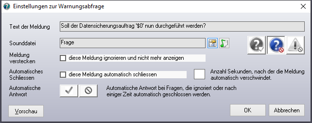 Einstellungen zur Warnungsabfrage