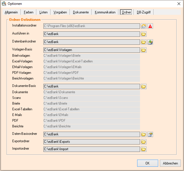Optionen - Reiter 'Ordner'