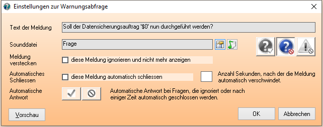 Einstellungen zur Warnungsabfrage