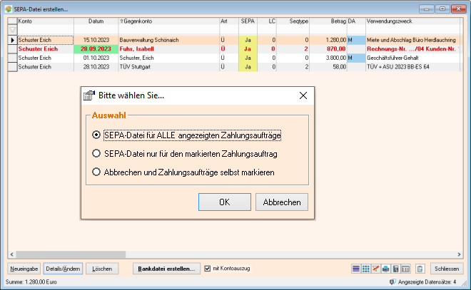 SEPA-Datei erstellen