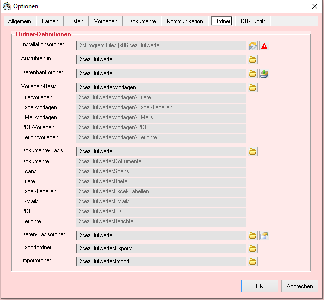 Optionen - Reiter 'Ordner'