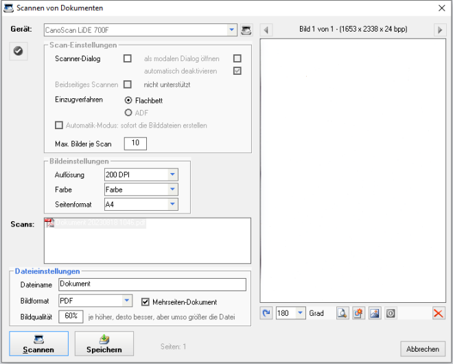 Scannen von Dokumenten