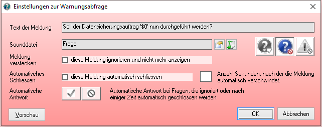 Einstellungen zur Warnungsabfrage
