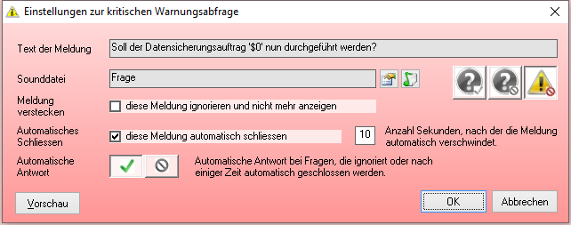 Einstellungen zur Warnungsabfrage