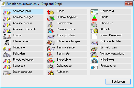 Funktionen ausw&auml;hlen