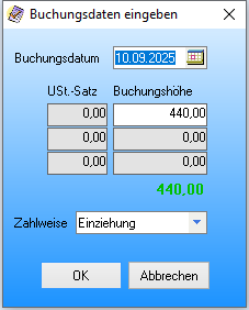 Buchungsdaten eingeben
