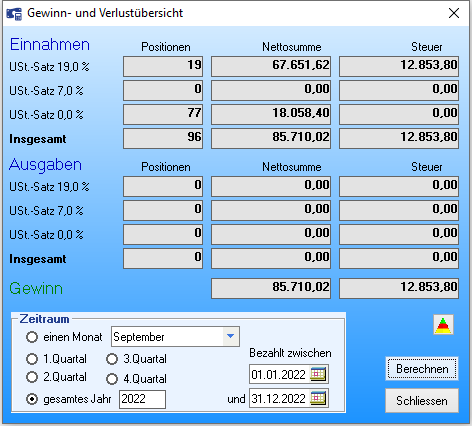 Gewinn- und Verlust&uuml;bersicht