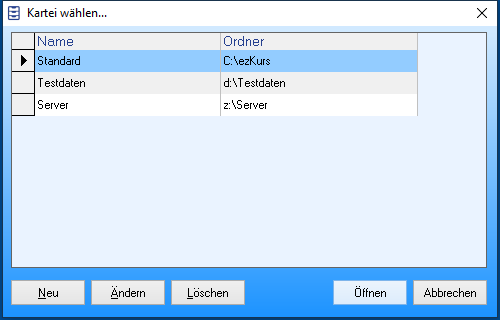 Kartei w&auml;hlen