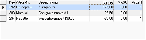 Kursgebühren im Auftrag