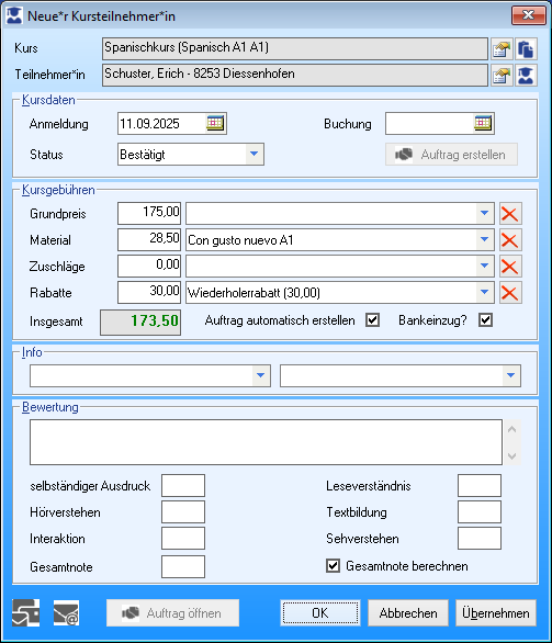 Neue*r Kursteilnehmer*in
