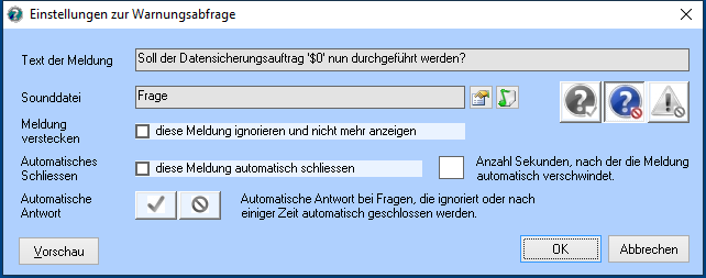 Einstellungen zur Warnungsabfrage