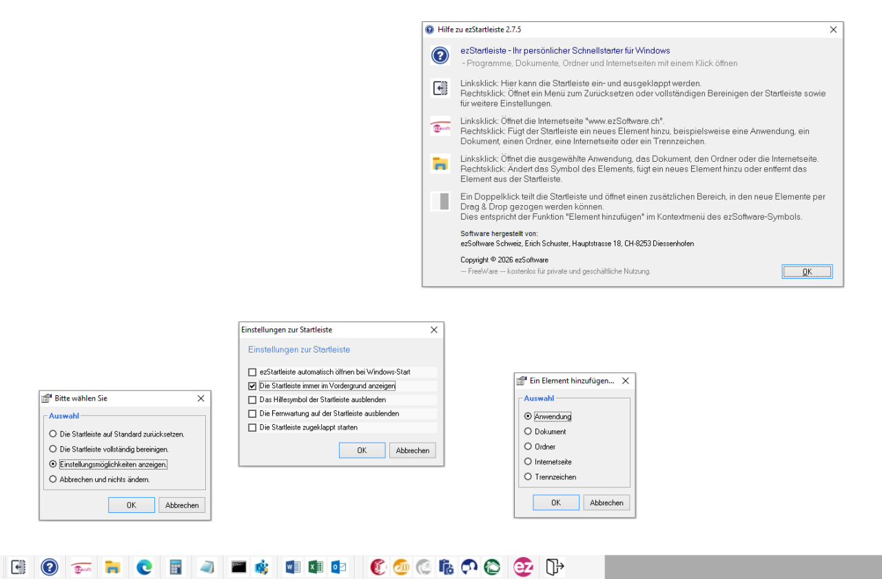 Screenshot ezStartleiste 2.7.5